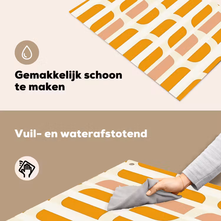 Geometrisch - Patroon - Geel - Roze Inductie beschemer met haakjes klein 777 -ky-schoon-nl