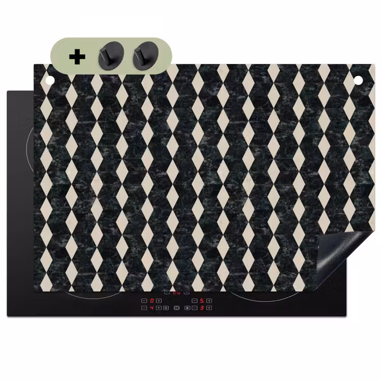 Geometrisch - Patroon - Marmer - Groen Inductie beschemer met haakjes klein 777 -3d