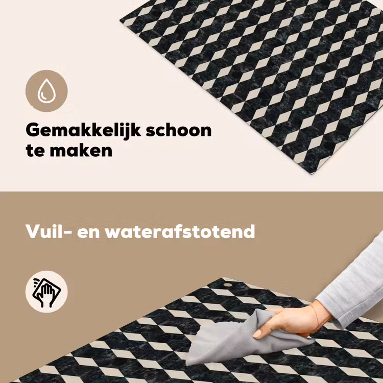 Geometrisch - Patroon - Marmer - Groen Inductie beschemer met haakjes klein 777 -ky-schoon-nl