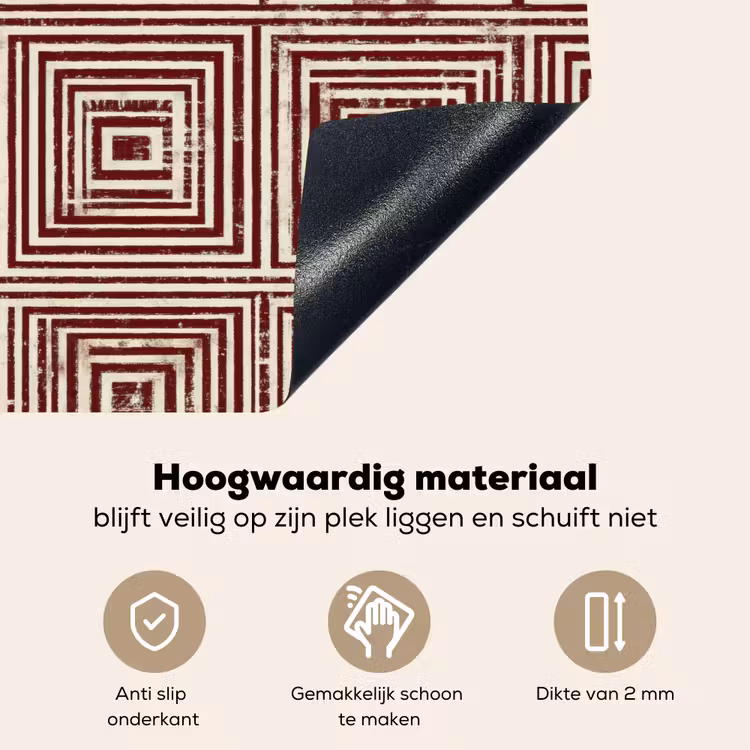 Geometrisch - Patroon - Rood Inductie beschemer met haakjes klein 777 -ky-onderkant-nl