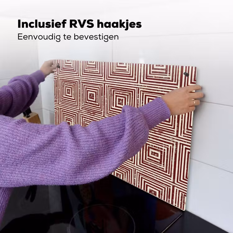 Geometrisch - Patroon - Rood Inductie beschemer met haakjes klein 777 -ky-ophangen-nl