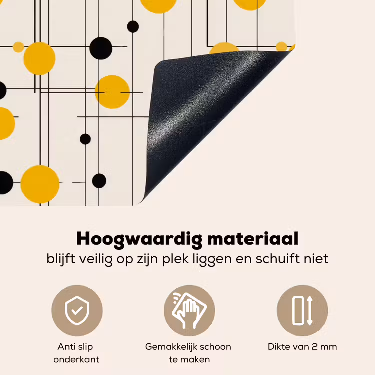Geometrisch - Retro - Lijnen - Okergeel - Zwart Inductie beschemer met haakjes klein 777 -ky-onderkant-nl