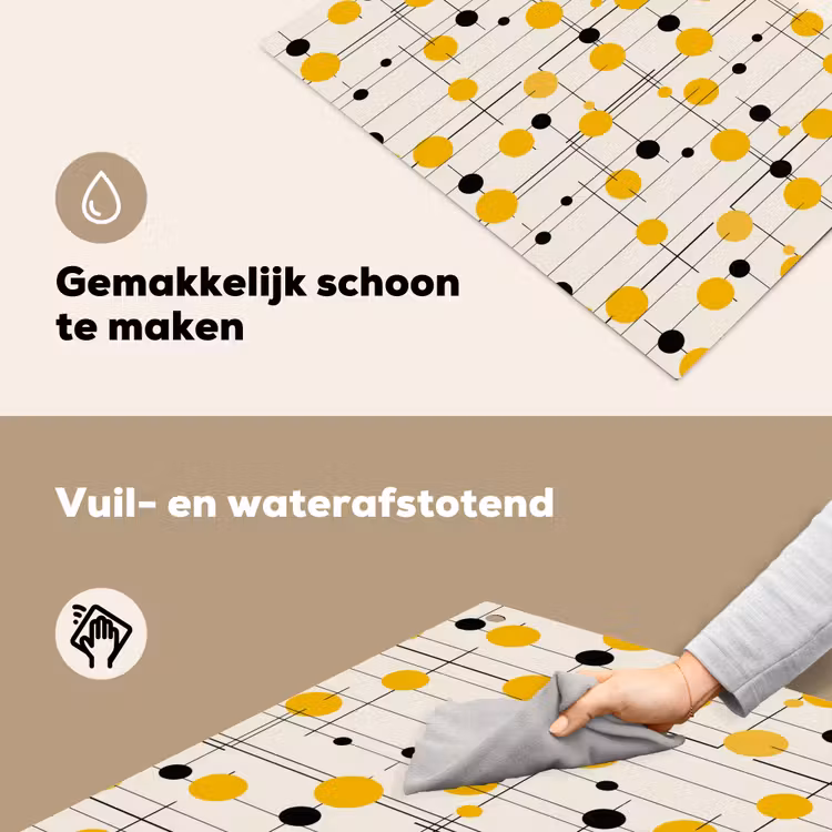 Geometrisch - Retro - Lijnen - Okergeel - Zwart Inductie beschemer met haakjes klein 777 -ky-schoon-nl