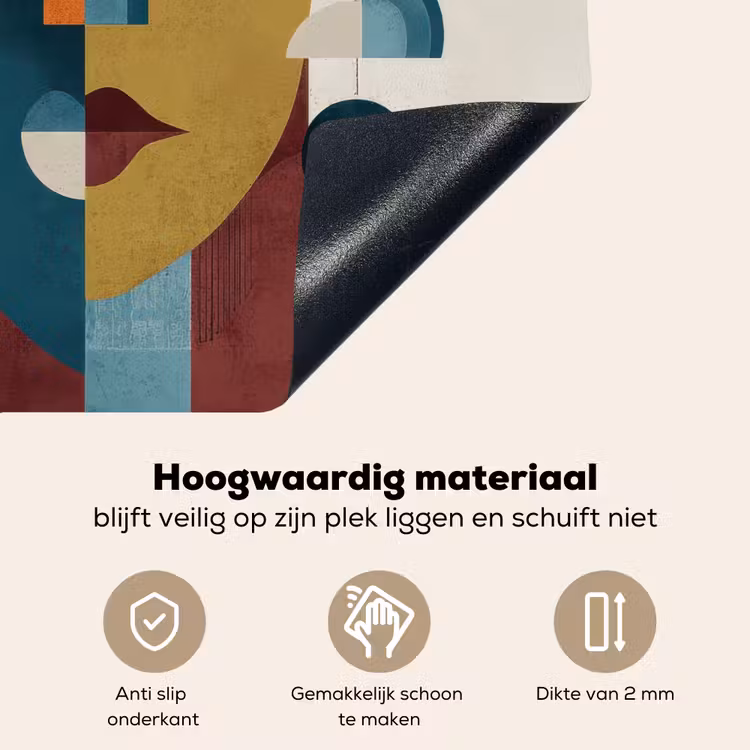 Geometrisch - Strakke vormen - Kleurrijk Inductie beschemer met haakjes middel -ky-onderkant-nl