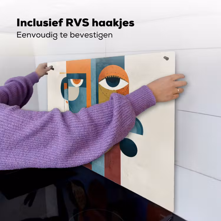 Geometrisch - Strakke vormen - Kleurrijk Inductie beschemer met haakjes middel -ky-ophangen-nl