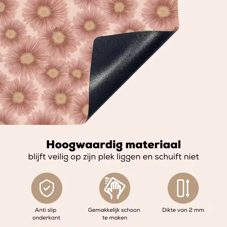 Gerbera - Bloemen - Roze Inductie beschemer met haakjes klein 777 -ky-onderkant-nl