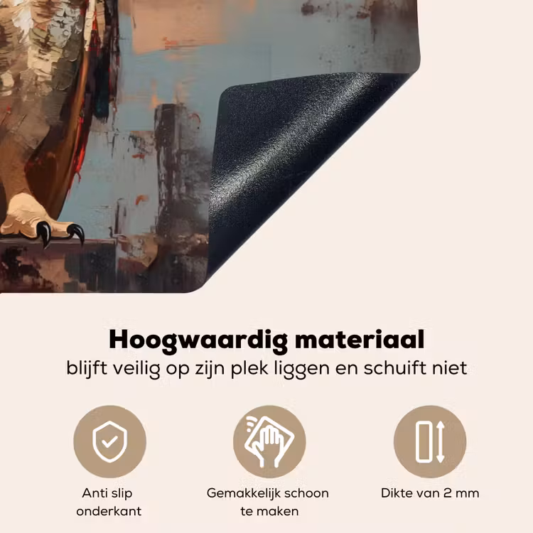 Geschilderd - Abstract - Uil - Bruin Inductie beschemer met haakjes klein -ky-onderkant-nl