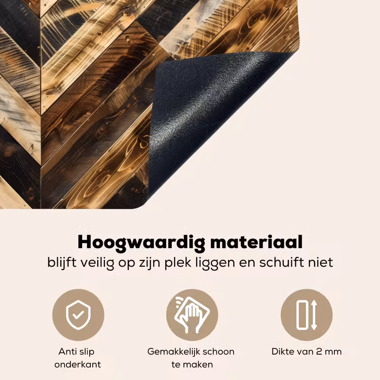 Geschroeid Hout in Visgraat Inductie beschemer met haakjes middel -ky-onderkant-nl