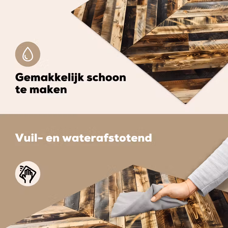 Geschroeid Hout in Visgraat Inductie beschemer met haakjes middel -ky-schoon-nl