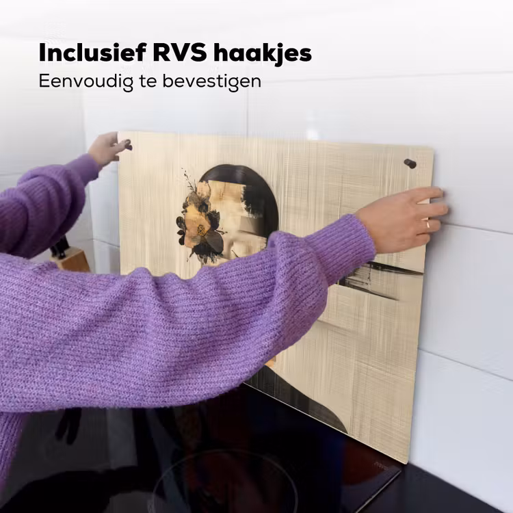 Gezicht - Bloemen - Zwart - Vrouw Inductie beschemer met haakjes klein -ky-ophangen-nl