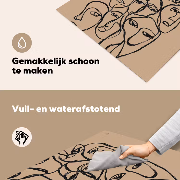 Gezichtenzee - Lijntekening - Abstract Inductie beschemer met haakjes middel -ky-schoon-nl