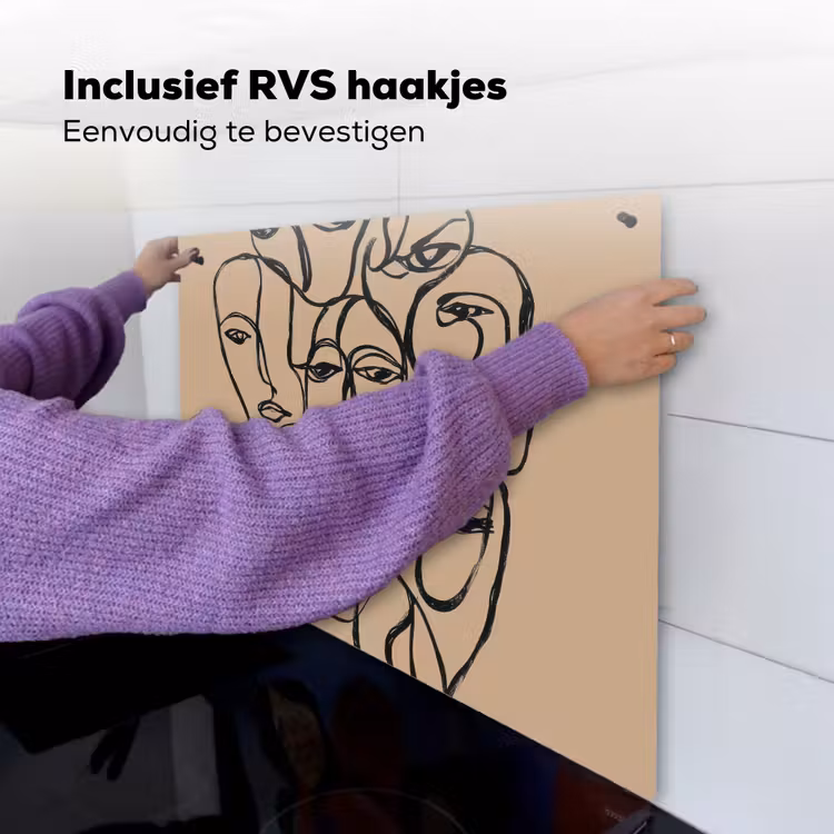 Gezichtenzee - Lijntekening - Abstract Inductie beschemer met haakjes middel -ky-ophangen-nl