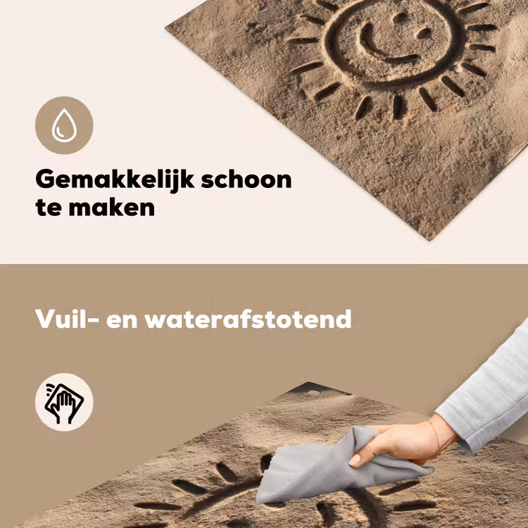Gezichtje - Zon - Zand - Getekend Inductie beschemer met haakjes middel -ky-schoon-nl