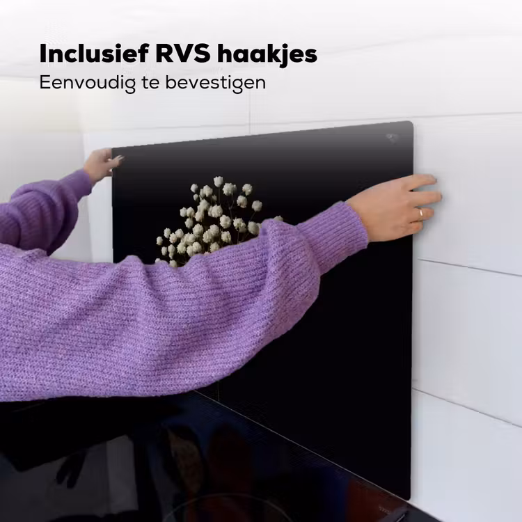 Gipskruid - Bloemetjes - Wit - Minimalistisch Inductie beschemer met haakjes middel -ky-ophangen-nl