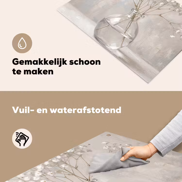 Gipskruid - Vaas - Wit Inductie beschemer met haakjes klein -ky-schoon-nl
