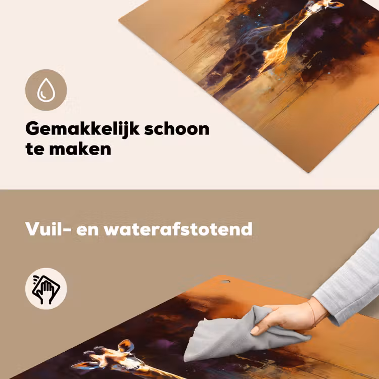 Giraf - Bruin - Abstract - Geschilderd Inductie beschemer met haakjes klein -ky-schoon-nl