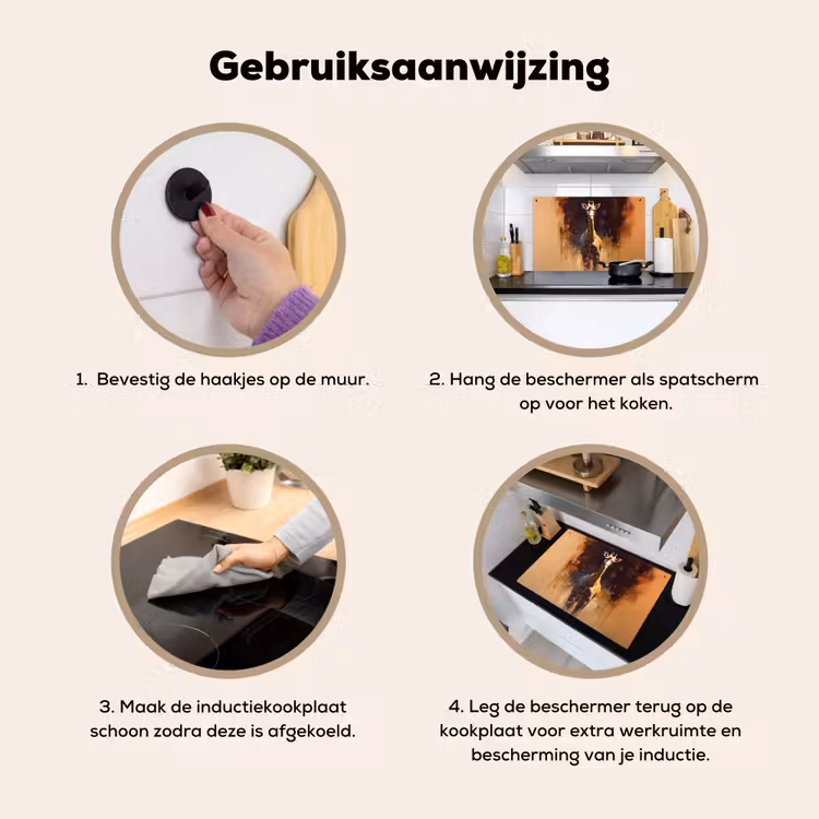 Giraf - Bruin - Abstract - Geschilderd Inductie beschemer met haakjes klein -ky-gebruik-nl