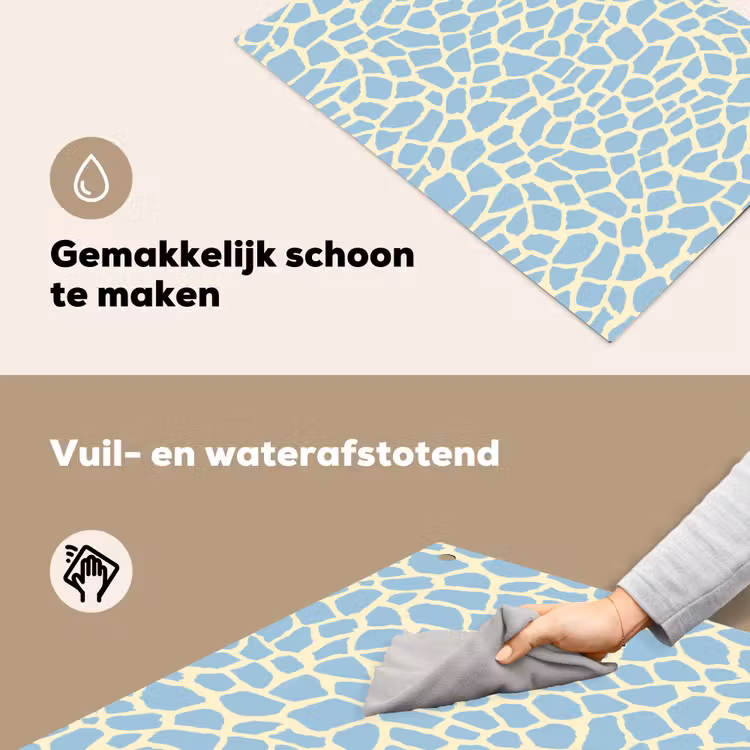Giraf - Modern - Blauw Inductie beschemer met haakjes klein 777 -ky-schoon-nl