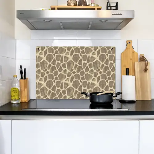 Giraf - Patroon - Beige - Bruin Inductie beschemer met haakjes klein 777 -sfeer2