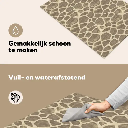 Giraf - Patroon - Beige - Bruin Inductie beschemer met haakjes klein 777 -ky-schoon-nl