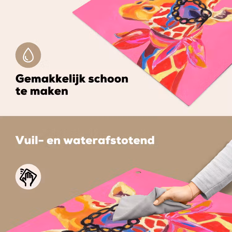 Giraf - Roze - Bril - Sjaal Inductie beschemer met haakjes middel -ky-schoon-nl