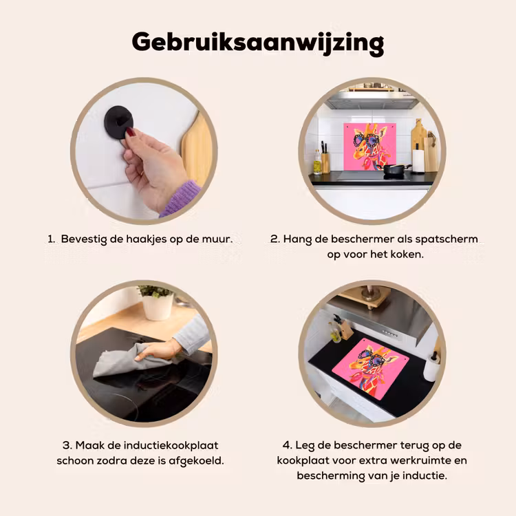 Giraf - Roze - Bril - Sjaal Inductie beschemer met haakjes middel -ky-gebruik-nl
