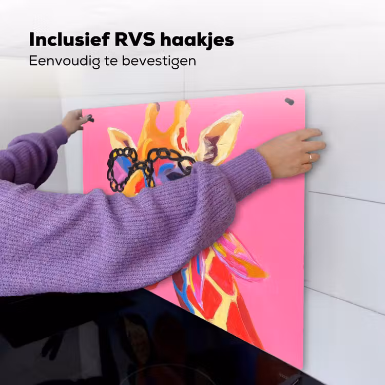 Giraf - Roze - Bril - Sjaal Inductie beschemer met haakjes middel -ky-ophangen-nl