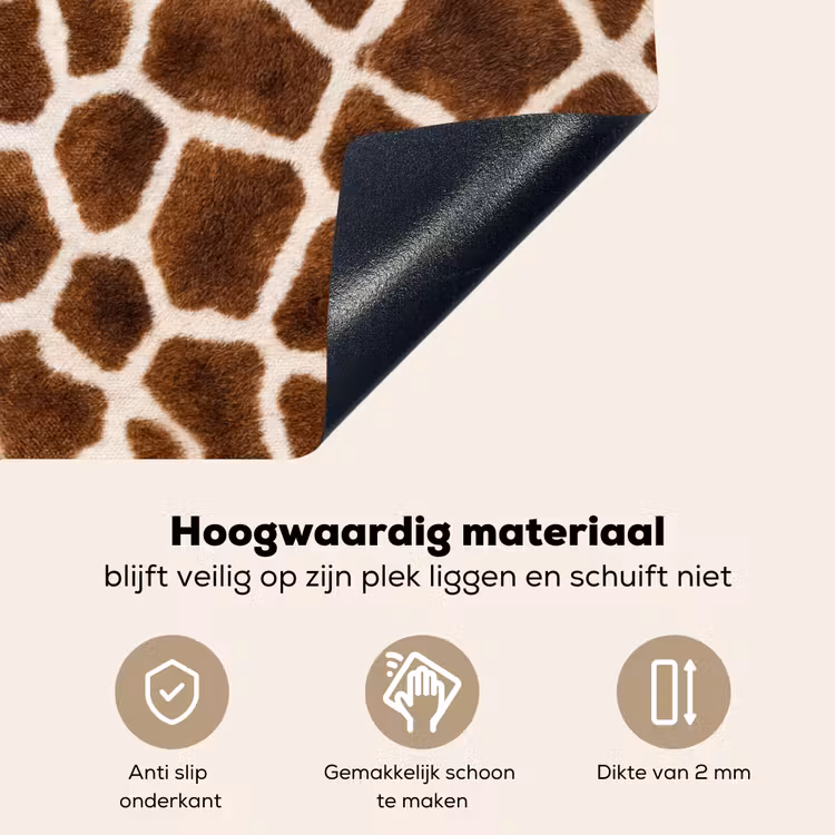 Giraf - Vacht - Klassiek - Bruin Inductie beschemer met haakjes klein -ky-onderkant-nl