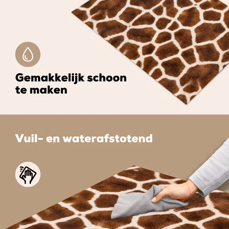 Giraf - Vacht - Klassiek - Bruin Inductie beschemer met haakjes klein -ky-schoon-nl