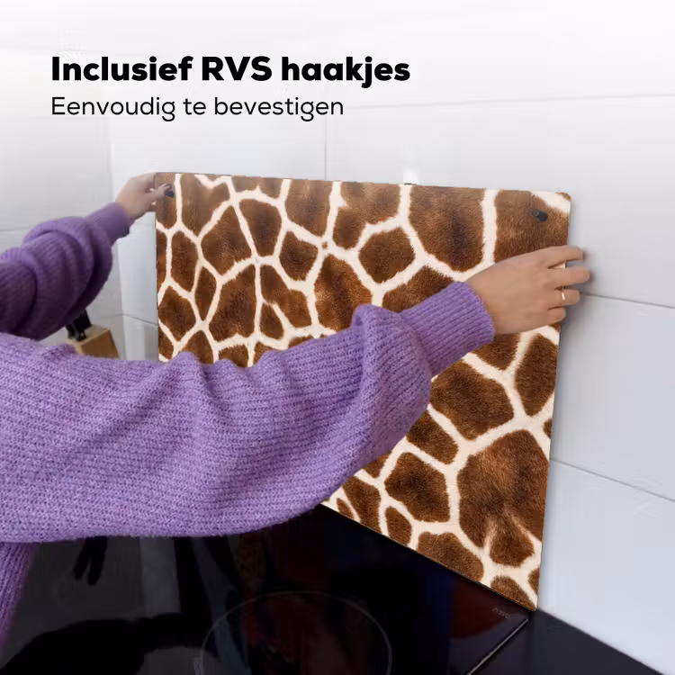 Giraf - Vacht - Klassiek - Bruin Inductie beschemer met haakjes klein -ky-ophangen-nl