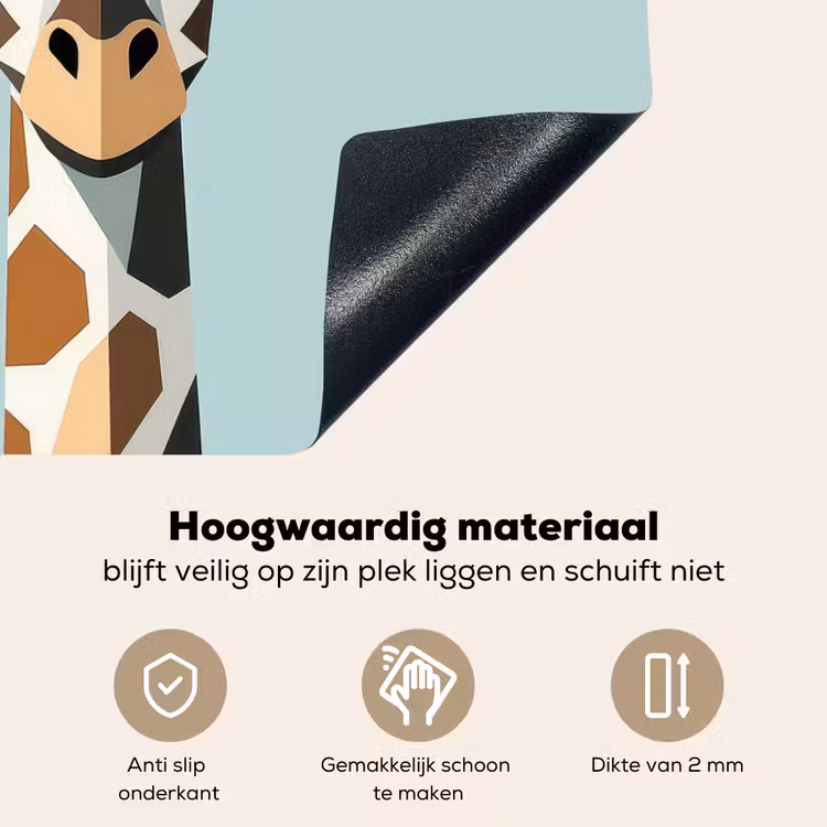 Giraffe - Illustratie - Bruin - Minimalistisch Inductie beschemer met haakjes middel -ky-onderkant-nl