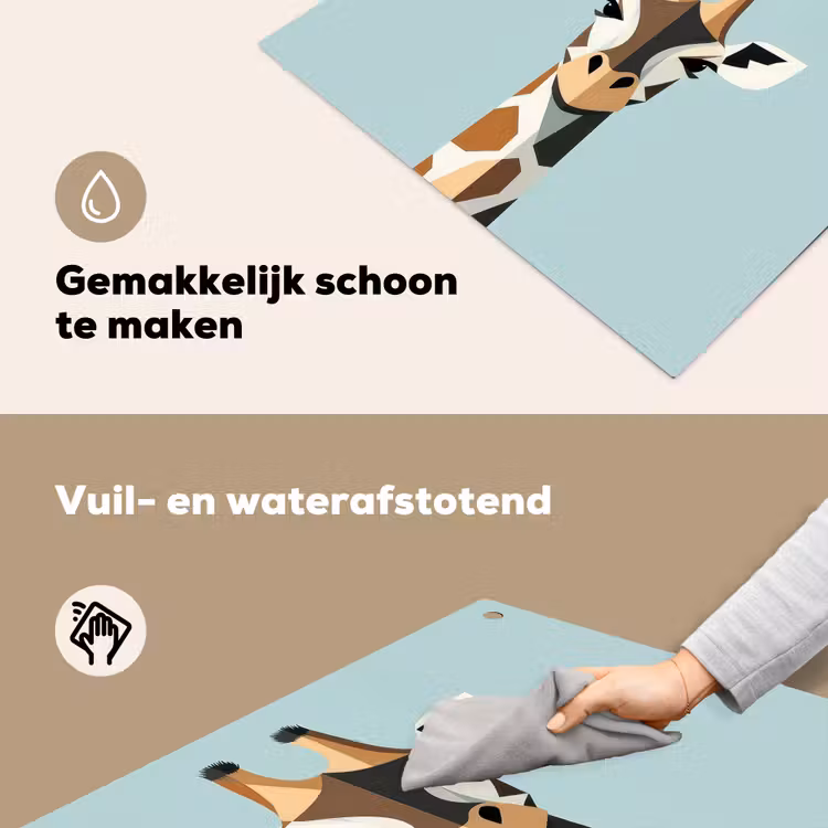 Giraffe - Illustratie - Bruin - Minimalistisch Inductie beschemer met haakjes middel -ky-schoon-nl