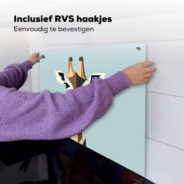 Giraffe - Illustratie - Bruin - Minimalistisch Inductie beschemer met haakjes middel -ky-ophangen-nl