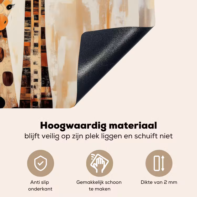 Giraffen - Cartoon - Crème Inductie beschemer met haakjes klein -ky-onderkant-nl