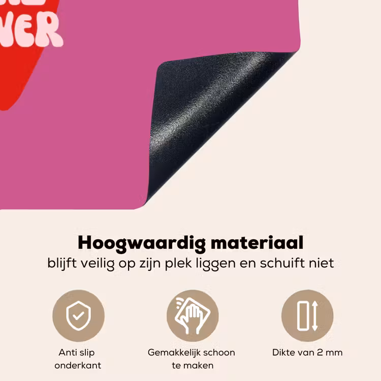 Girl power - Hart - Roze - Rood Inductie beschemer met haakjes klein -ky-onderkant-nl