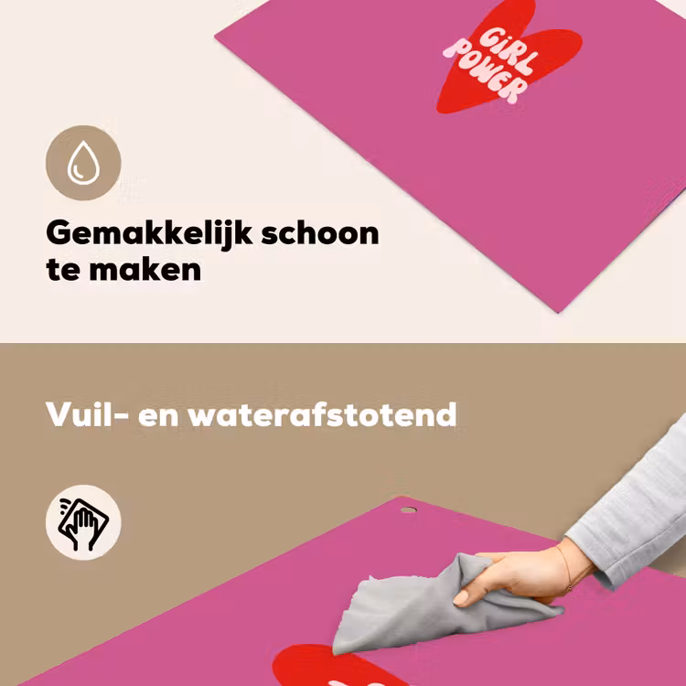 Girl power - Hart - Roze - Rood Inductie beschemer met haakjes klein -ky-schoon-nl