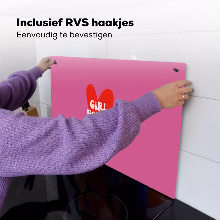 Girl power - Hart - Roze - Rood Inductie beschemer met haakjes klein -ky-ophangen-nl