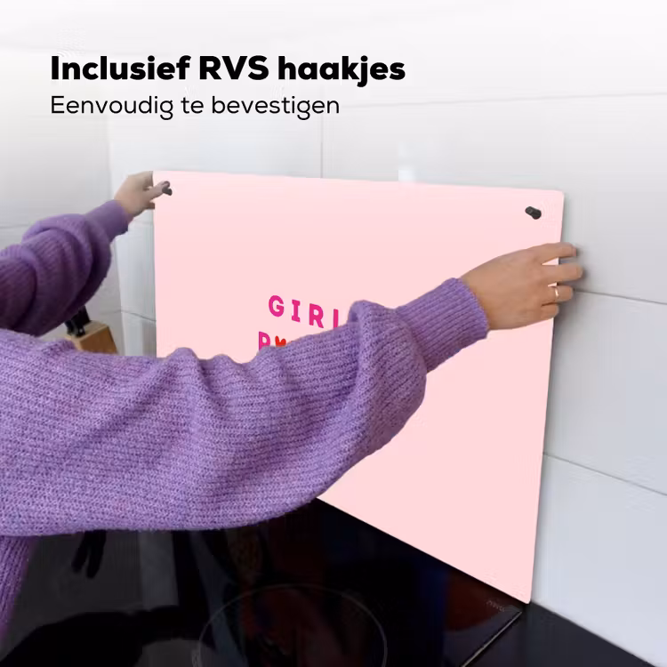 Girl power - Roze - Hartje Inductie beschemer met haakjes klein -ky-ophangen-nl