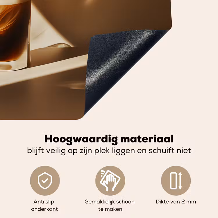 Glas - Ijskoffie - Schaduw - Bruin Inductie beschemer met haakjes klein -ky-onderkant-nl