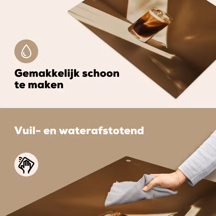 Glas - Ijskoffie - Schaduw - Bruin Inductie beschemer met haakjes klein -ky-schoon-nl