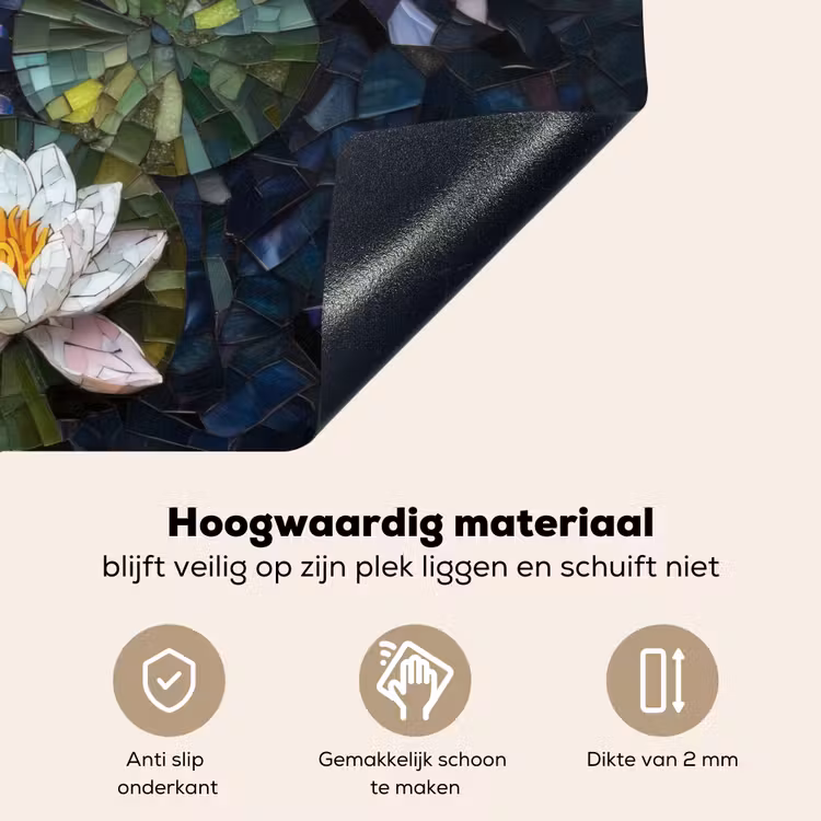 Glasstukjes - Leliebladeren - Vis - Oranje Inductie beschemer met haakjes klein -ky-onderkant-nl