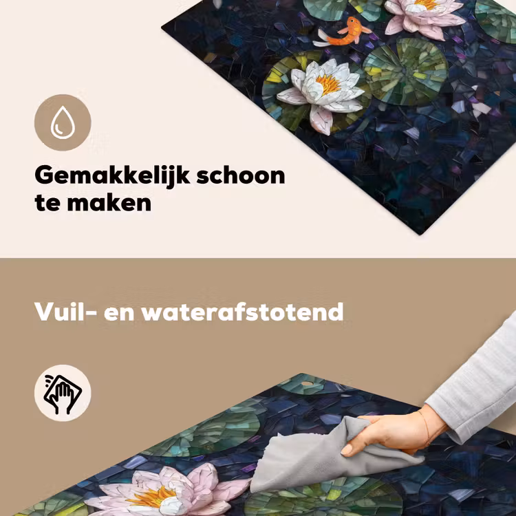 Glasstukjes - Leliebladeren - Vis - Oranje Inductie beschemer met haakjes klein -ky-schoon-nl