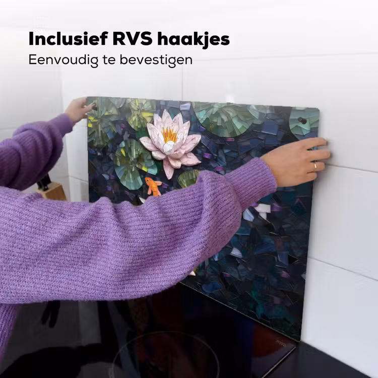 Glasstukjes - Leliebladeren - Vis - Oranje Inductie beschemer met haakjes klein -ky-ophangen-nl
