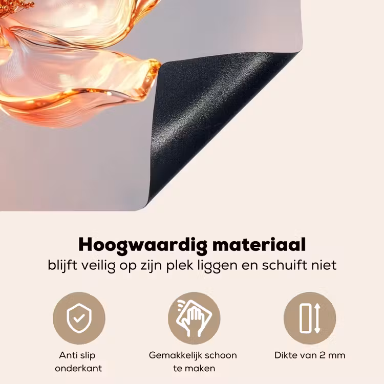 Glazen - Bloem - Roze Inductie beschemer met haakjes klein -ky-onderkant-nl