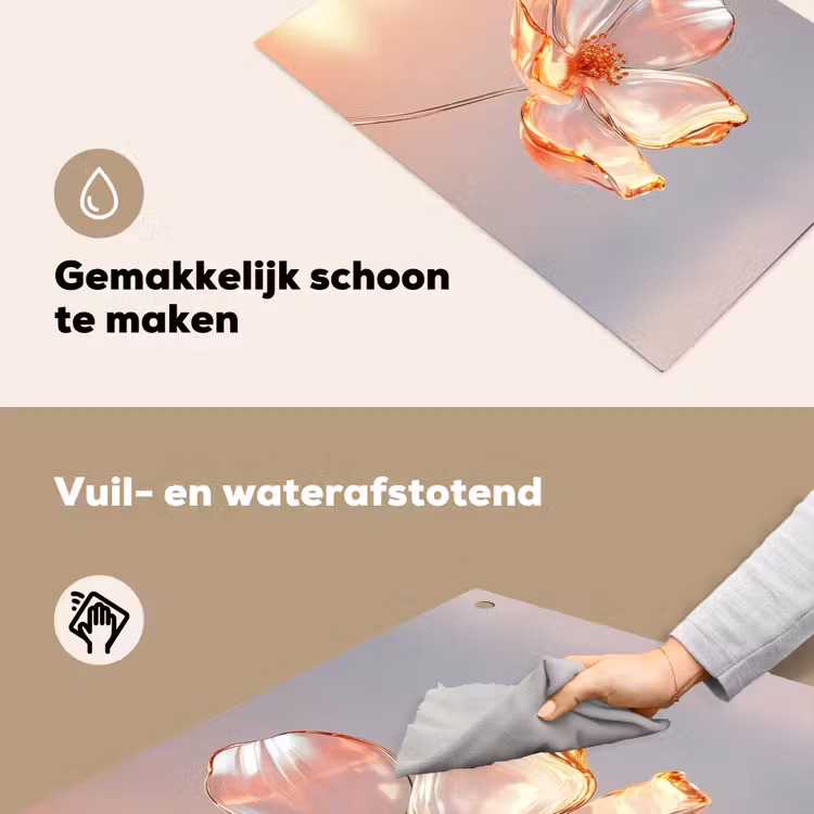 Glazen - Bloem - Roze Inductie beschemer met haakjes klein -ky-schoon-nl