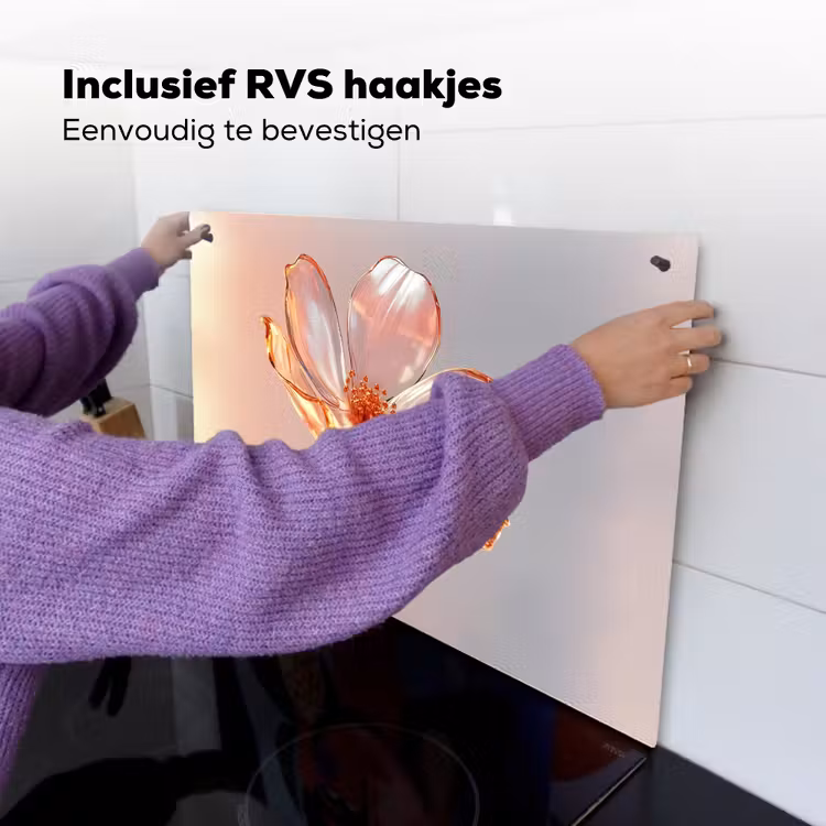 Glazen - Bloem - Roze Inductie beschemer met haakjes klein -ky-ophangen-nl