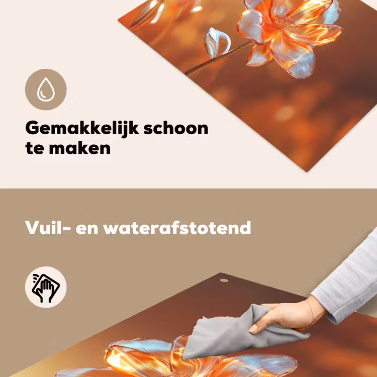 Glazen - Bloem - Zonlicht Inductie beschemer met haakjes klein -ky-schoon-nl