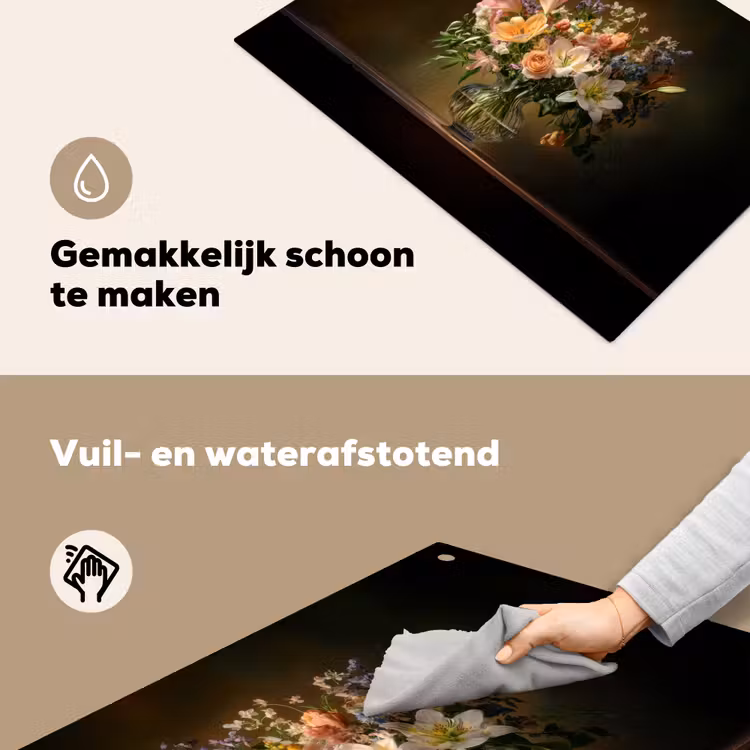 Glazen - Bloemen - Boeket - Kleuren Inductie beschemer met haakjes klein -ky-schoon-nl