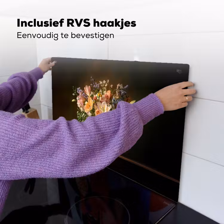 Glazen - Bloemen - Boeket - Kleuren Inductie beschemer met haakjes klein -ky-ophangen-nl