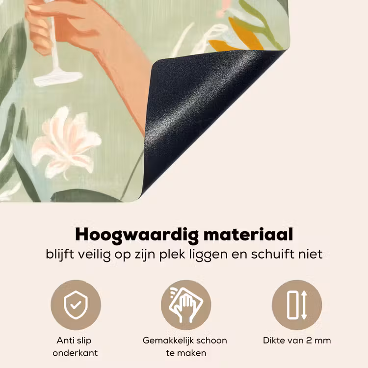 Glazen - Proosten - Bladeren - Groen Inductie beschemer met haakjes klein -ky-onderkant-nl